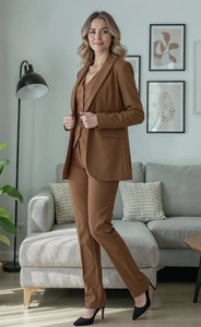 Women's Tailored Blazer Vest Trouser <b>Set</b> Stylish Three Piece Pantsuit for <b>Office</b> Wear Formal Events and Business Occasions - Product Image 6