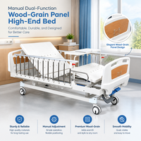 Lit médical avec fonction dossier et repose-jambes manuels, panneau en acier embouti, barre de protection à 12 barres, table de lit avec frein et roulettes
