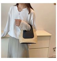 Sac a Main Portefeuille Pochette Porte Monnaie Boire Sacs Chaine Pour Jeunes Femmes Tisse Paille La Mode En Cuir Végétalien