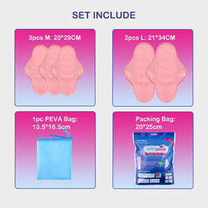 AIO ชุดแผ่นอนามัย6ชิ้นแบบนำกลับมาใช้ใหม่ได้แผ่นอนามัยแบบซับน้ำแผ่นอนามัยสำหรับผู้หญิงผ้าอนามัยแบบซับน้ำแผ่นซับประจำเดือน - Product Image 3