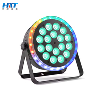 Projecteur LED Par Can plat et fin DMX 512 RGBW 4-en-1 avec anneau LED, 18 pièces, pour mariage, DJ, bar, discothèque, scène