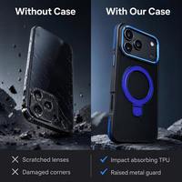 Coque de téléphone transparente avec anneau magnétique pour iPhone 18 Pro Max, bandes latérales en TPU 2.5, panneau arrière en acrylique 2.0, cadre de caméra en métal