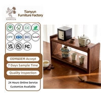 Étagère de rangement en bois à double niveau pour service à thé et tasses à café, organisateur en bois massif, présentoir compact pour cuisine