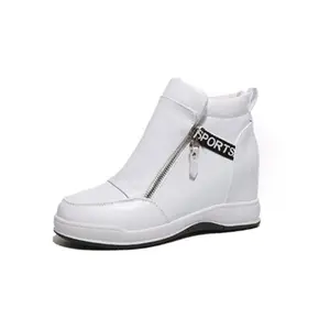 High Top Thick Bottom Increased Zipper Ladies Girls Casual Outdoor Fashion Casual Evening Shoes black white