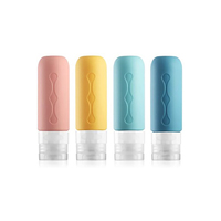 Bouteilles de voyage en silicone, contenants cosmétiques de 3 oz sans BPA, flacons de lotion compressibles rechargeables, ensemble de 4 sous-flacons de voyage