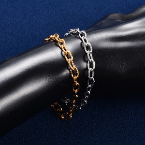 Pulsera de Acero Inoxidable Chapada en Oro Brillante con Eslabones Ovalados, Cadena de Mano Unisex, Brazalete, Tobillera, Joyería, Regalo de Verano - Product Image 5