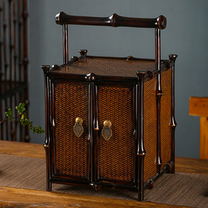 Bamboo Pavilion Purple Bamboo <b>Tea</b> Cabinet Rectangle Standing Type Storage Cabinet With Drawers For Living Room Neatening - Product Image 1