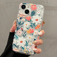 Coque de Téléphone Transparente à Grand Motif Floral Bleu Estival pour iPhone 15 14 Pro Max 13 12 Pro 11 X XR XS 7 8 Plus SE2 Mini