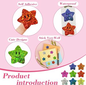 700 pegatinas de estrellas con cara sonriente para recompensas infantiles, 1 pulgada, 8 colores - Product Image 5