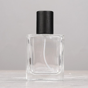 Wholesale 30ml 50ml Square Glass Perfume <b>Spray</b> <b>Bottles</b>, Portable Walnut Lid Refillable <b>Empty</b> <b>Bottles</b> In Stock - Product Image 3