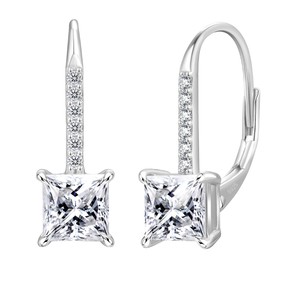 Pendientes Colgantes de Moissanita Corte Princesa, Chapados en Oro de 14K, Plata de Ley 925, 1.2ct 2ct VVS, con Cierre de Palanca Francés, para Mujer - Product Image 4