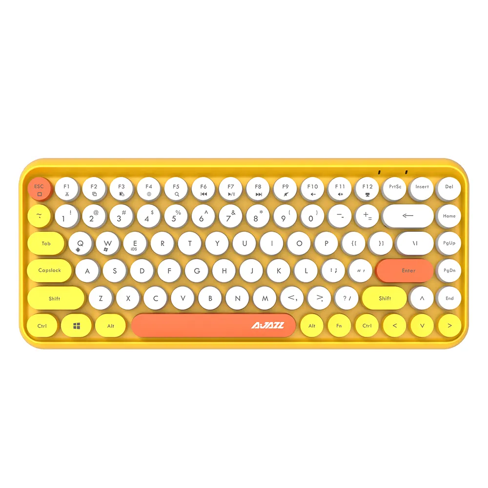 Hot sale AJAZZ 308I 84-key Wireless BT Multi-color optional Retro Typewriter Round keys for Win iOS Android office Keyboard