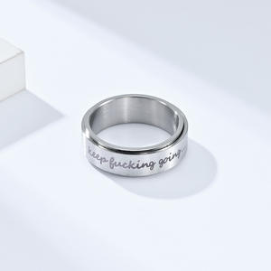 Rotating Stainless Steel <b>Ring</b> Steel Black Unisex Inspirational Jewelry Gift - Product Image 4
