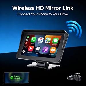 Moniteur de voiture portable, écran de voiture de 7 pouces avec lien miroir, affichage automobile, prise en charge d'Android AUTO, Carplay, écran tactile, autoradio - Product Image 2