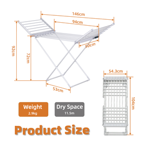 מכונת כביסה מתקפל נייד מתקפל טמפרטורה בקר תזמון מרפסת מכונף עיצוב חומר מתכת מתלה מגבת מתלה - Product Image 2