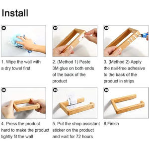 <span class=keywords><strong>Porte</strong></span>-papier hygiénique <span class=keywords><strong>sans</strong></span> perçage Fixation facile-Tient solidement sur le mur <span class=keywords><strong>Porte</strong></span>-<span class=keywords><strong>rouleau</strong></span> <span class=keywords><strong>Porte</strong></span>-papier hygiénique en bambou - Product Image 4