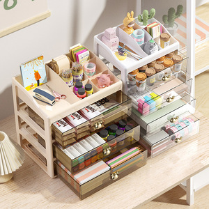Desktop Organizer <b>Drawer</b> Storage Box With Partitions For Office Desk <b>Makeup</b> Stationery Storage Cabinet Rectangle Standing Type - Product Image 2