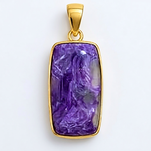 Lote al por mayor de joyería clásica unisex para boda con colgante de charoita natural chapado en oro HA Gems con engaste de bisel cuadrado - Product Image 1