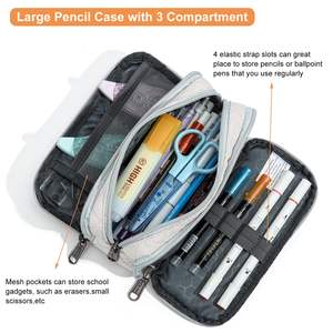 Grande capacité enfants fermeture éclair étudiant pochette à crayons multicouche papeterie sac de rangement dames organisateur cosmétique - Product Image 3