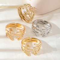 Nouveauté 2027 Bijoux de mode minimalistes Bracelet manchette ouverte asymétrique torsadé motif branche de corail pour Femme