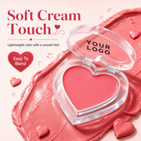 Palette de fard à joues crème en forme de cœur, imperméable et mat, pour un look naturel, avec étiquette privée