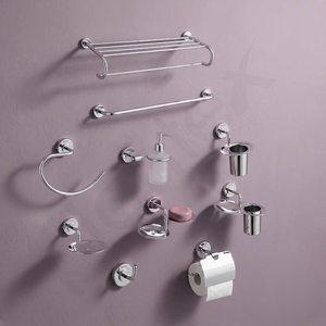 Wall Mounted Stainless Steel Double Layer Towel Rack <b>Chrome</b> Finish Minimalist Bathroom Organizer <b>Shelf</b> with Hooks - Product Image 4