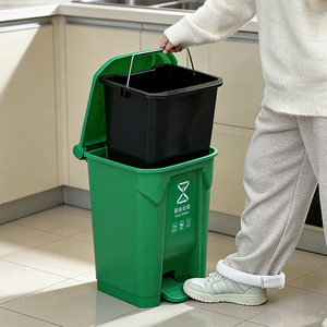 Pedal Trash Can Rectangular Food Waste <b>Bin</b> Indoor <b>Kitchen</b> Use <b>Large</b> Capacity - Product Image 2
