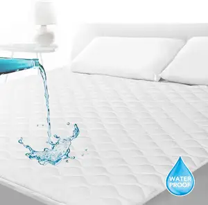 Sample Available Premium Quilted Cotton Thicken Bed Cover Waterproof Mattress Protector Pad Funda Colchon with Elastic Skirt