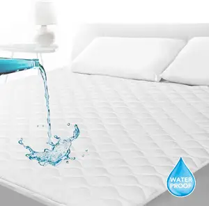 Mattress Protector Hypoallergenic Sample Available Premium Quilted Cotton Thicken Bed Cover Waterproof Mattress Protector Pad Funda Colchon With Elastic Skirt