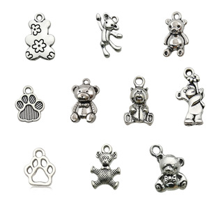 Pendentif petit ours, formes variées, alliage d'argent antique, accessoire de bijouterie DIY pour bracelet, collier, artisanat - Product Image 5