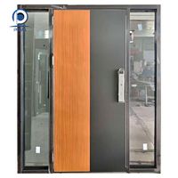 Conjunto de Entrada Principal Prima Villa - Puerta Doble Comercial de Acero Inoxidable y Fibra de Vidrio con Luz Lateral para Uso en Hoteles, Exteriores y Apartamentos