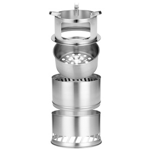 Réchaud à bois portable en acier inoxydable pour le camping en plein air, réchaud à gaz pliable L 20 cm de diamètre - Product Image 3