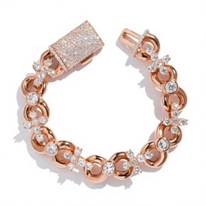 Bracelet à maillons cubains en moissanite plaqué or rose KIVORA, bijoux en argent S925 pour hommes et femmes, best-seller - Product Image 3