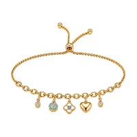 Bracelet à breloques personnalisé en argent sterling 925 plaqué or 18 carats avec zircon, motif abeille, papillon, cœur en émail, style classique, chaîne