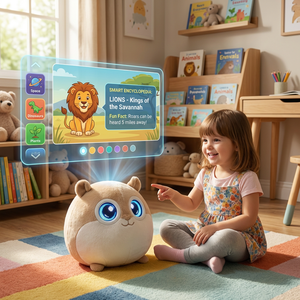 Juguete de Peluche Inteligente Redondo con Forma de Hámster ChatGPT, Ojos LED Intermitentes, Botón de Activación, Búsqueda de Información, MOQ Bajo, OEM Disponible - Product Image 2