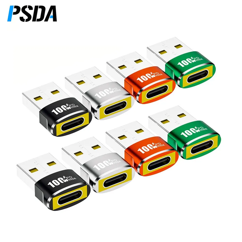 PSDA 3D PD 100W OTG USB2.0からタイプCへのアダプタータイプCメスからUSBオスへのMacbookラップトップPC用の高速充電データ転送