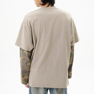 Maglietta <span class=keywords><strong>Kaleo</strong></span> moda uomo Look a strati t-shirt manica mimetica Patchwork in difficoltà - Product Image 6