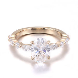 1 Carat Oval DEF/VVS <b>Lab</b> Diamond With Round Diamond 10k Yellow Gold Ladies Wedding Band Christmas Eve Christmas Anniversary Gift - Product Image 1