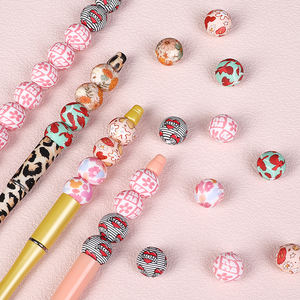 New Design Diy Silicone Leopard Print Beads Key Chains <b>Lanyard</b> Necklace Bracelet Wristlet 15mm Bpa Free Silicone Beads <b>for</b> <b>Pen</b> - Product Image 4