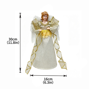 Décoration <span class=keywords><strong>de</strong></span> table <span class=keywords><strong>ange</strong></span> lumineux en tissu gris et blanc nordique <span class=keywords><strong>de</strong></span> 12 pouces, pré-éclairé par LED, pour le sommet du sapin <span class=keywords><strong>de</strong></span> Noël - Product Image 5