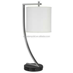Lámpara de Mesa con Pantalla de Tela de Lino y Acabado de Níquel, Certificación UL CE, Recargable, Bombillas Incandescentes, para el Mercado de EE. UU., Reino Unido y Medio Oriente - Product Image 4