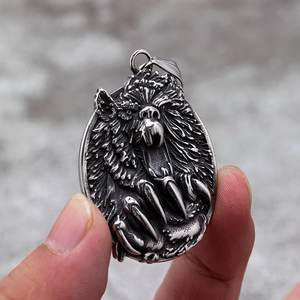 Collar con Colgante de Lobo de Acero Inoxidable Estilo Nórdico Retro, Amuleto Animal Unisex, Joyería de Regalo - Product Image 4