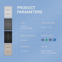 Prise murale double non mis à la terre de qualité supérieure 250V 16A Design moderne haut de gamme pour le marché européen
