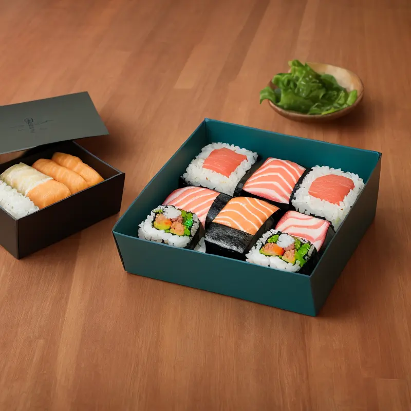 食品サービスのための使い捨て寿司ボックス卸売高品質カスタム紙持ち帰り包装食品ボックス