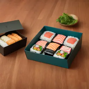 Venta al por mayor de papel personalizado de alta calidad para llevar cajas de embalaje de alimentos cajas de sushi desechables para el servicio de alimentos