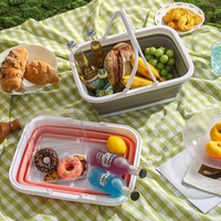 Panier de rangement pliable en plastique PP écologique pour le camping en plein air, panier de pique-nique portable, multifonctionnel, télescopique, moderne et simple