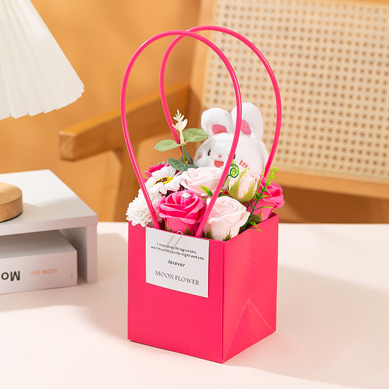 Portable box ping an happy rabbit rose powder