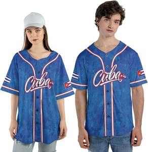 Kit Chemise de maillot de baseball Cuba Sublimation respirant, maillot drapeau Cuba, maillot cubain pour hommes et femmes, t-shirt drapeau Cuba USA - Product Image 1