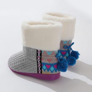 <strong>Womens</strong> <strong>Slipper</strong> <strong>Boots</strong> Warm House Shoes for <strong>Women</strong> Fuzzy Fleece Knitted Booties With Memory Foam - Product Image 4