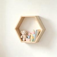 Estante de Pared Hexagonal de Madera de Pino sin Acabado, Personalizado, para Decoración Geométrica del Hogar, Exhibición de Artículos Pequeños